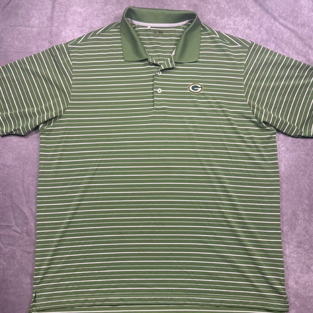 Adidas Green Bay Packers Green & White Striped Polyester Polo Shirt - XL